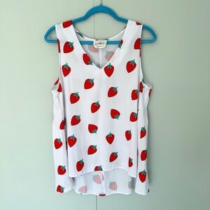 JUDITH MARCH x TEGGY FRENCH Strawberries Lightweight V-neck Tank Top